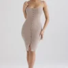 Teva Beige Kaschmir-Strick-Midi-Kleid Teva Beige Kaschmir-Strick-Midi-Kleid