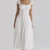 Thea Weißes Voile-Maxikleid mit Broderie Anglaise Thea Weißes Voile-Maxikleid mit Broderie Anglaise