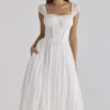 Thea Weißes Voile-Maxikleid mit Broderie Anglaise Thea Weißes Voile-Maxikleid mit Broderie Anglaise