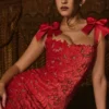 Tiff Holly – Maxikleid aus rotem Samt mit Spitze Tiff Holly – Maxikleid aus rotem Samt mit Spitze