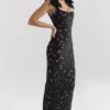 Tiff – Maxikleid aus schwarzem Samt und Spitze Tiff – Maxikleid aus schwarzem Samt und Spitze