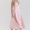 Tiffany Parisian Pink Satin A-Linien-Midi-Kleid Tiffany Parisian Pink Satin A-Linien-Midi-Kleid