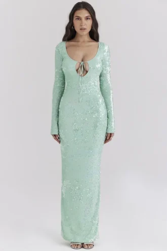 Titania Seafoam Pailletten-Abendkleid