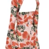 Toira Rose Print Drapiertes Korsetts-Kleid Toira Rose Print Drapiertes Korsetts-Kleid