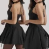 Valentia Schwarzes Neckholder-Minikleid Valentia Schwarzes Neckholder-Minikleid