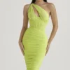 Valentina Lime Midi-Kleid mit asymmetrischem Ausschnitt Valentina Lime Midi-Kleid mit asymmetrischem Ausschnitt