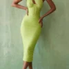 Valentina Lime Midi-Kleid mit asymmetrischem Ausschnitt Valentina Lime Midi-Kleid mit asymmetrischem Ausschnitt
