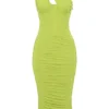 Valentina Lime Midi-Kleid mit asymmetrischem Ausschnitt Valentina Lime Midi-Kleid mit asymmetrischem Ausschnitt