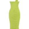 Valentina Lime Midi-Kleid mit asymmetrischem Ausschnitt Valentina Lime Midi-Kleid mit asymmetrischem Ausschnitt