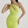 Valentina Lime Midi-Kleid mit asymmetrischem Ausschnitt Valentina Lime Midi-Kleid mit asymmetrischem Ausschnitt