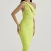 Valentina Lime Midi-Kleid mit asymmetrischem Ausschnitt Valentina Lime Midi-Kleid mit asymmetrischem Ausschnitt