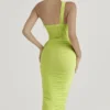 Valentina Lime Midi-Kleid mit asymmetrischem Ausschnitt Valentina Lime Midi-Kleid mit asymmetrischem Ausschnitt