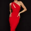 Valentina Scarlet Midi-Kleid mit asymmetrischem Ausschnitt Valentina Scarlet Midi-Kleid mit asymmetrischem Ausschnitt