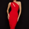 Valentina Scarlet Midi-Kleid mit asymmetrischem Ausschnitt Valentina Scarlet Midi-Kleid mit asymmetrischem Ausschnitt