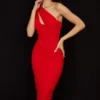 Valentina Scarlet Midi-Kleid mit asymmetrischem Ausschnitt Valentina Scarlet Midi-Kleid mit asymmetrischem Ausschnitt