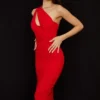 Valentina Scarlet Midi-Kleid mit asymmetrischem Ausschnitt Valentina Scarlet Midi-Kleid mit asymmetrischem Ausschnitt