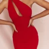 Valentina Scarlet Midi-Kleid mit asymmetrischem Ausschnitt Valentina Scarlet Midi-Kleid mit asymmetrischem Ausschnitt