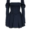 Venetia Midnight Satin-Mini-Kleid mit Puffärmeln Venetia Midnight Satin-Mini-Kleid mit Puffärmeln