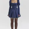 Venetia Midnight Satin-Mini-Kleid mit Puffärmeln Venetia Midnight Satin-Mini-Kleid mit Puffärmeln
