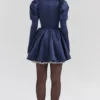 Venetia Midnight Satin-Mini-Kleid mit Puffärmeln Venetia Midnight Satin-Mini-Kleid mit Puffärmeln