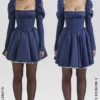 Venetia Midnight Satin-Mini-Kleid mit Puffärmeln Venetia Midnight Satin-Mini-Kleid mit Puffärmeln