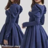Venetia Midnight Satin-Mini-Kleid mit Puffärmeln Venetia Midnight Satin-Mini-Kleid mit Puffärmeln