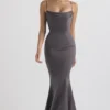 Violette Shadow Satin Fishtail Abendkleid Violette Shadow Satin Fishtail Abendkleid
