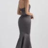 Violette Shadow Satin Fishtail Abendkleid Violette Shadow Satin Fishtail Abendkleid