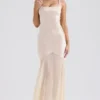 Vittoria Champagnerfarbenes bodenlanges Chiffon-Abendkleid Vittoria Champagnerfarbenes bodenlanges Chiffon-Abendkleid
