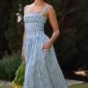 Vivien Regatta Blue Gingham Midi-Sommerkleid Vivien Regatta Blue Gingham Midi-Sommerkleid