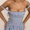 Vivien Regatta Blue Gingham Midi-Sommerkleid Vivien Regatta Blue Gingham Midi-Sommerkleid