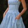 Vivien Regatta Blue Gingham Midi-Sommerkleid Vivien Regatta Blue Gingham Midi-Sommerkleid