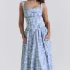 Vivien Regatta Blue Gingham Midi-Sommerkleid Vivien Regatta Blue Gingham Midi-Sommerkleid