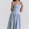 Vivien Regatta Blue Gingham Midi-Sommerkleid Vivien Regatta Blue Gingham Midi-Sommerkleid