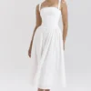Vivien Weißes Midi-Sommerkleid mit Broderie Anglaise Vivien Weißes Midi-Sommerkleid mit Broderie Anglaise