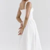 Vivien Weißes Midi-Sommerkleid mit Broderie Anglaise Vivien Weißes Midi-Sommerkleid mit Broderie Anglaise