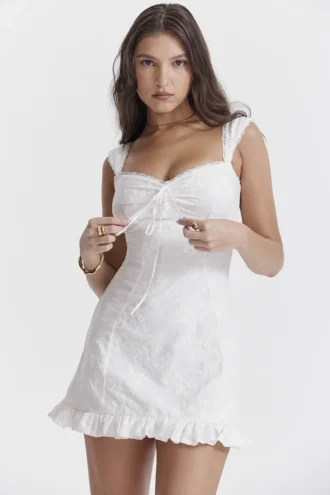 Weißes besticktes Minikleid „Odessa“