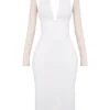 Weißes Midi-Kleid „Yasmin“ mit tiefem Ausschnitt Weißes Midi-Kleid „Yasmin“ mit tiefem Ausschnitt
