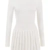Willow Weißes Minikleid aus Kaschmirmischung mit Falten Willow Weißes Minikleid aus Kaschmirmischung mit Falten