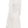 Willow Weißes Minikleid aus Kaschmirmischung mit Falten Willow Weißes Minikleid aus Kaschmirmischung mit Falten