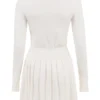 Willow Weißes Minikleid aus Kaschmirmischung mit Falten Willow Weißes Minikleid aus Kaschmirmischung mit Falten