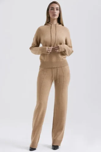 Yalina-Hose aus Kaschmirmischung in Camel