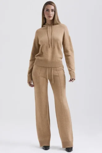 Yalina-Hose aus Kaschmirmischung in Camel