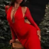 Yasmin Scarlet Plunge Midi-Kleid Yasmin Scarlet Plunge Midi-Kleid