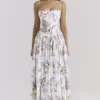 Ysabella Off-White Vintage-Midi-Sommerkleid aus Baumwolle mit Schleifenprint Ysabella Off-White Vintage-Midi-Sommerkleid aus Baumwolle mit Schleifenprint