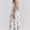 Ysabella Off-White Vintage-Midi-Sommerkleid aus Baumwolle mit Schleifenprint Ysabella Off-White Vintage-Midi-Sommerkleid aus Baumwolle mit Schleifenprint