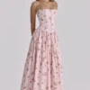 Ysabella Rosa Vintage-Rosenmuster Baumwoll-Midi-Sommerkleid Ysabella Rosa Vintage-Rosenmuster Baumwoll-Midi-Sommerkleid