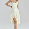 Yvette Midi-Kleid aus Georgette mit Zitronen-Blumenprint Yvette Midi-Kleid aus Georgette mit Zitronen-Blumenprint