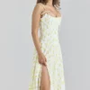 Yvette Midi-Kleid aus Georgette mit Zitronen-Blumenprint Yvette Midi-Kleid aus Georgette mit Zitronen-Blumenprint