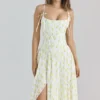 Yvette Midi-Kleid aus Georgette mit Zitronen-Blumenprint Yvette Midi-Kleid aus Georgette mit Zitronen-Blumenprint